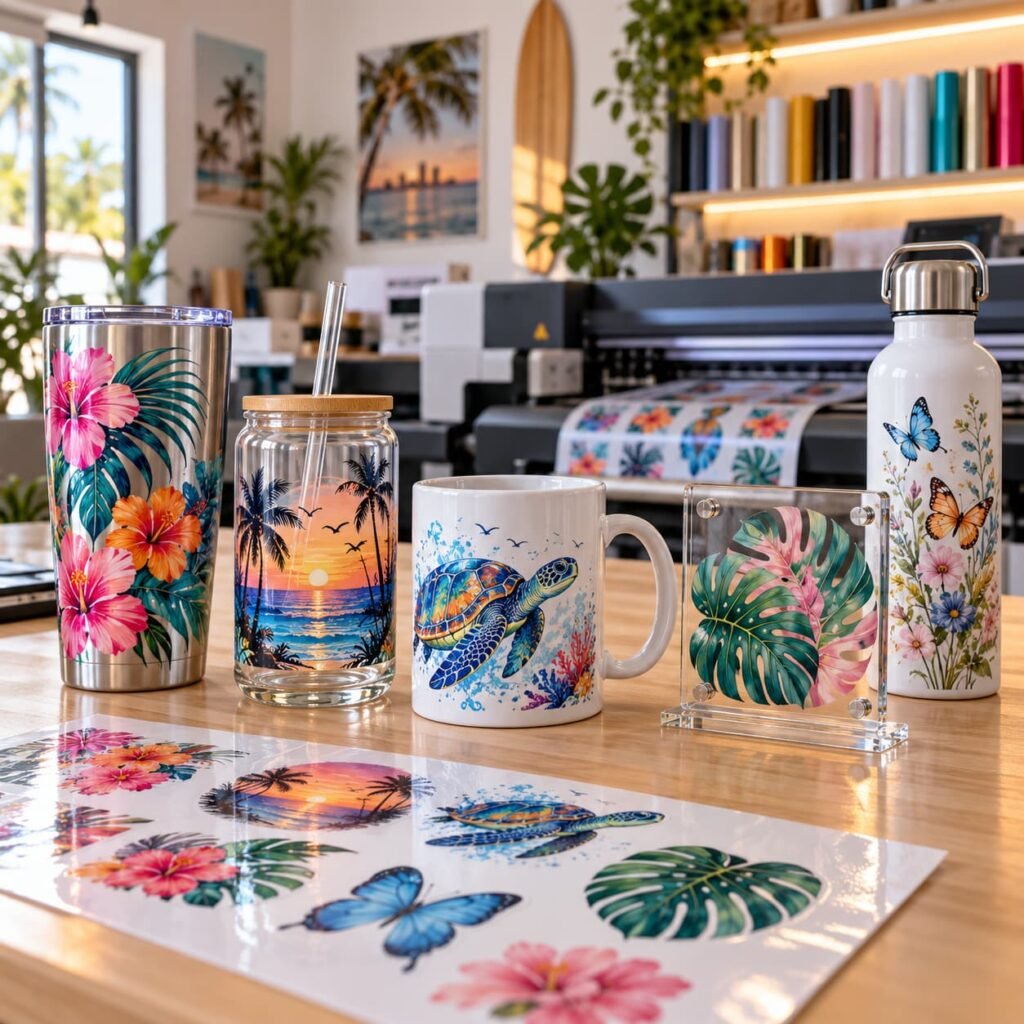 UV DTF Printing for Tumblers, Glass & Hard Surfaces